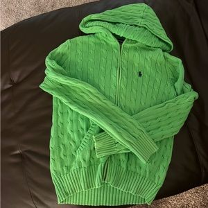 Ralph Lauren Sport Green cable sweater hood jacket